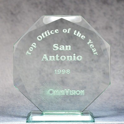 Jade Glass Multi-Faceted Octagon Award - 7"