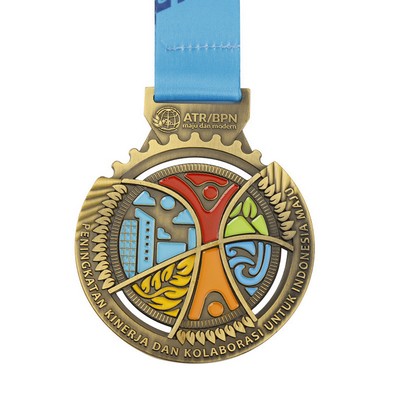 3 1/2" Custom Die Cast Zinc Alloy Medallion w/Color