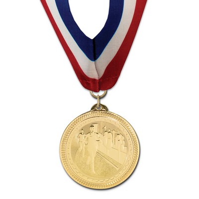 Cross Country Brite Laser Medal w/Stock Millennium Neck Ribbon (2")