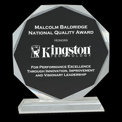 Clear Crystal Octagon Award on Clear Pedestal Base (8")