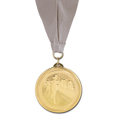 Cross Country Brite Laser Medal w/Grosgrain Neck Ribbon (2")