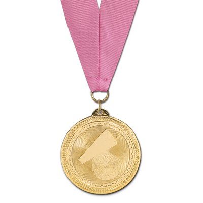 Cheer Brite Laser Medal w/Grosgrain Neck Ribbon (2")