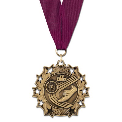 Track TS Medal w/Grosgrain Neck Ribbon (2¼")